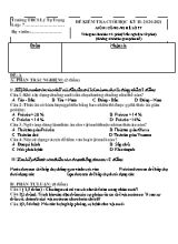 Đề kiểm tra cuối học kỳ II môn Công nghệ Lớp 7 - Năm học 2020-2021